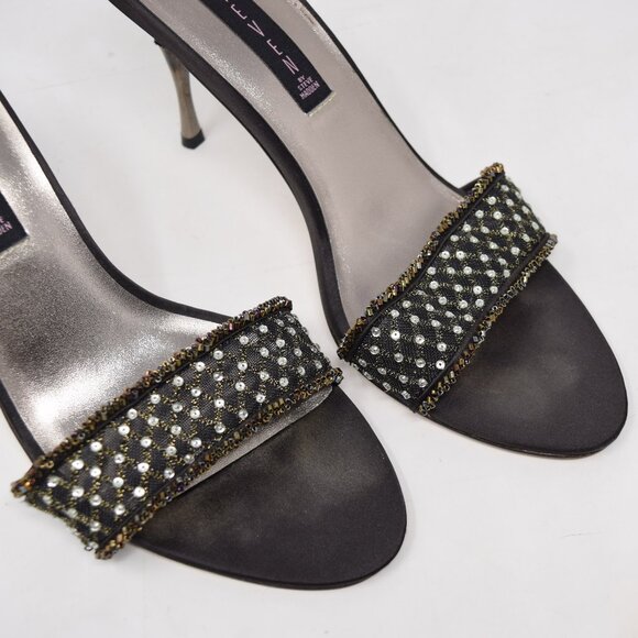 Steven Steve Madden Slip On Sandal Deb Rhinestone Stud Heels Women 9.5 Y2K Party - Picture 11 of 13